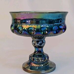 Indiana Glass Iridescent Blue Compote